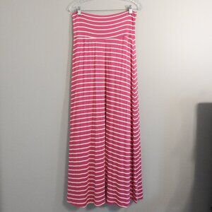 Promesa Womens Size Large Maxi Skirt Stretch Spandex Striped Pink and White